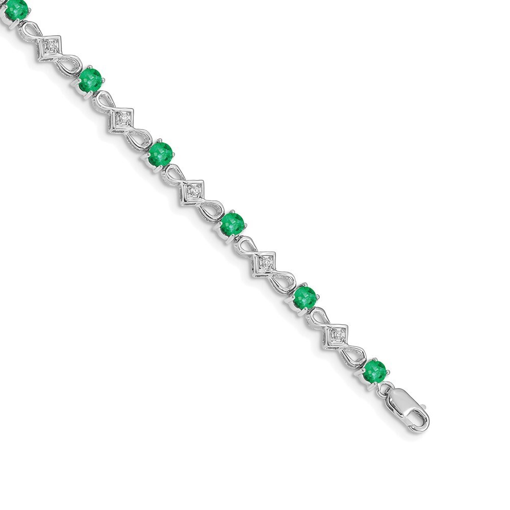 14k White Gold Diamond & Emerald Bracelet